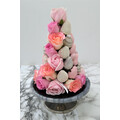 25cm Silver White with Pink Rose Strawberry Tower (Small)